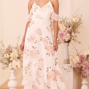Lulus | NWT | Off-Shoulder Ivory Floral Print Maxi | Size S | White/Floral